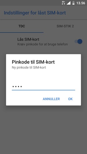 Indtast din Nye pinkode til SIM-kort og vælg OK
