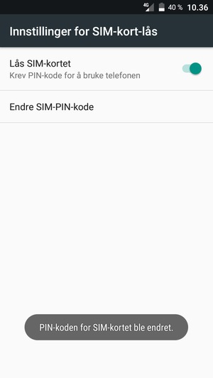 Din PIN-kode for SIM-kort er endret