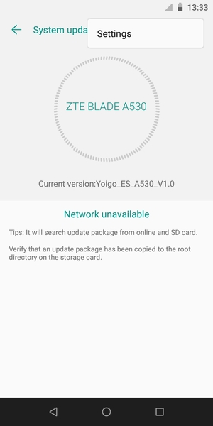 If your phone is up to date, you will see the following screen