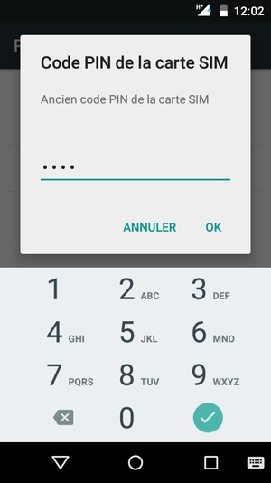 Saisissez votre Ancien code PIN de la carte SIM et sélectionnez OK