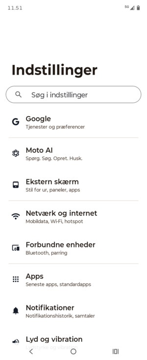 Vælg Netværk og internet