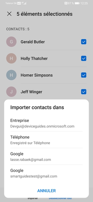 Sélectionnez votre compte Google