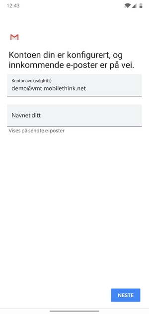 Gi kontoen din et navn, og skriv inn navnet ditt. Velg NESTE
