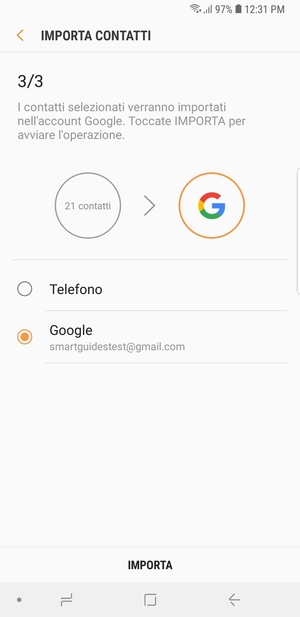 Seleziona IMPORTA