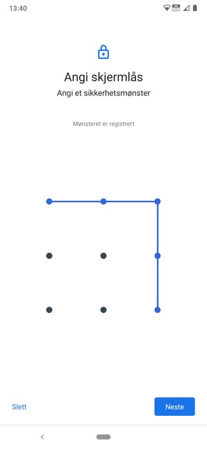 Tegn et opplåsingsmønster og velg Neste