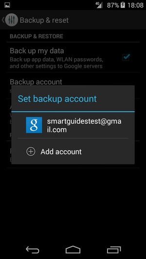Select your backup account