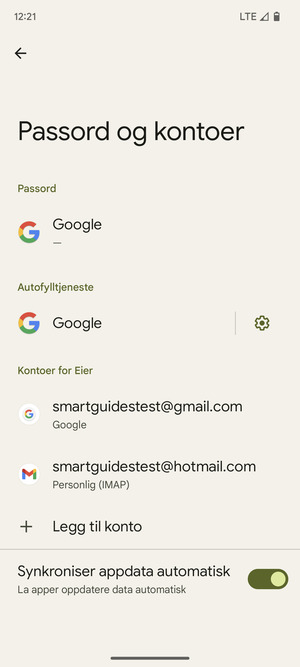 Velg din Google-konto