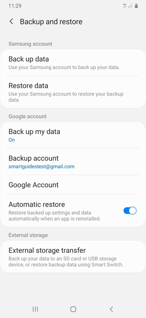 Select Backup account