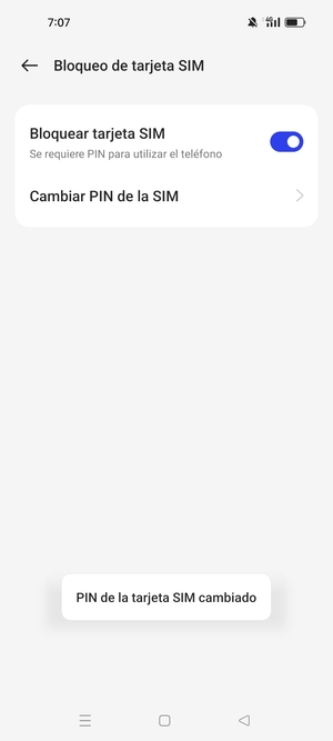 Su PIN de la tarjeta SIM ha sido cambiado