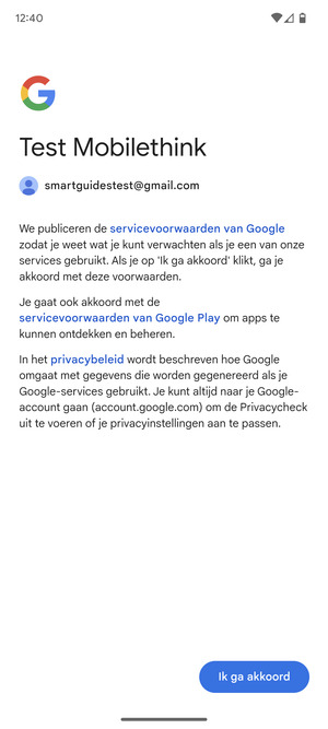 Selecteer Ik ga akkoord