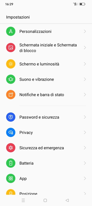 Scorri e seleziona Password e sicurezza