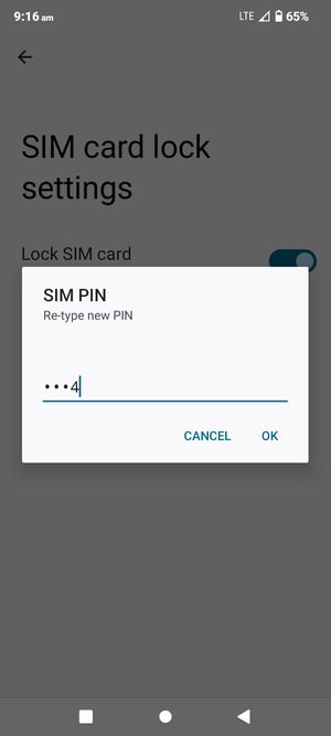 Confirm your new SIM PIN and select OK