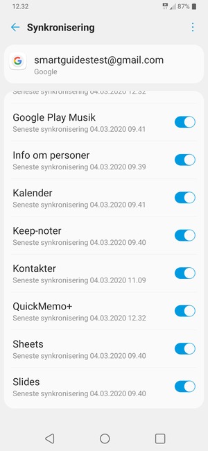 Kontroller at Kontakter er valgt