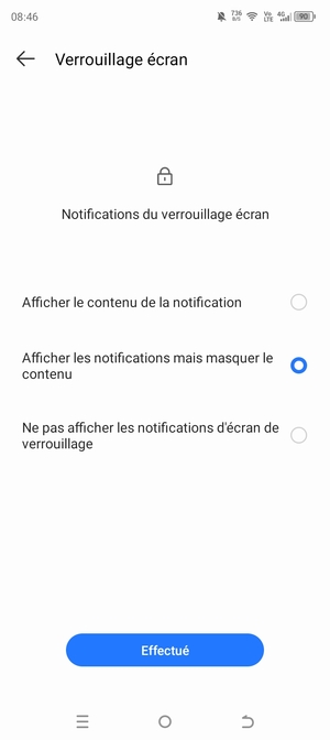 Sélectionnez votre option préférée et sélectionnez Effectué