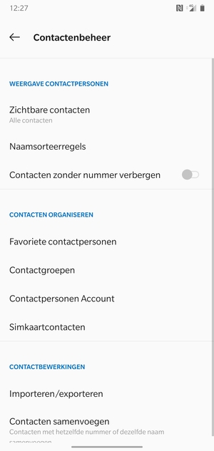 Selecteer Simkaartcontacten