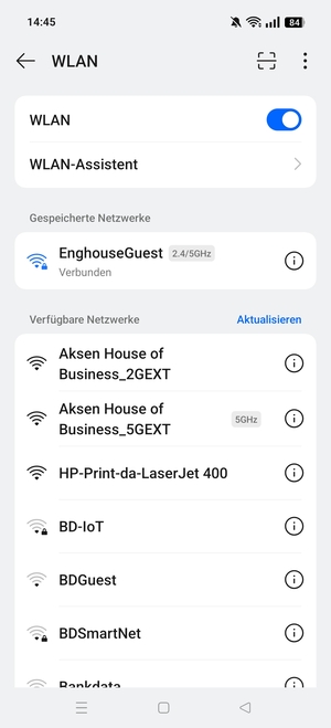Sie sind nun mit dem WLAN-Netzwerk verbunden