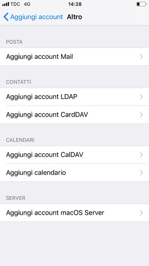 Seleziona Aggiungi account Mail