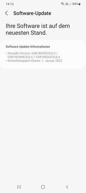 Falls Ihr Handy aktualisiert ist, wird Ihnen der folgende Bildschirm angezeigt