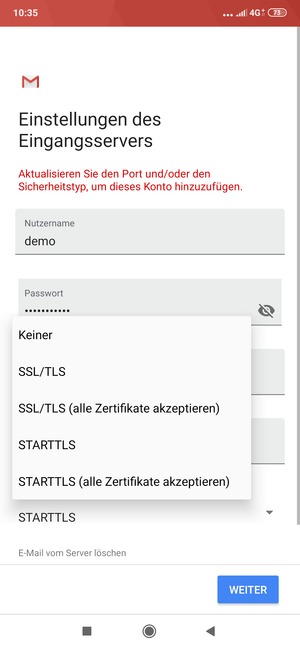 Wählen Sie Keiner und WEITER