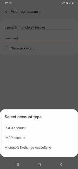 Select POP3 account or IMAP account
