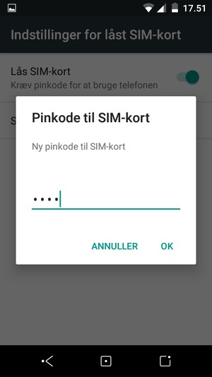 Indtast din Nye pinkode til SIM-kort og vælg OK