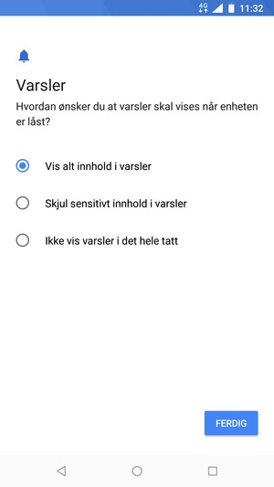 Velg ønsket alternativ og velg FERDIG