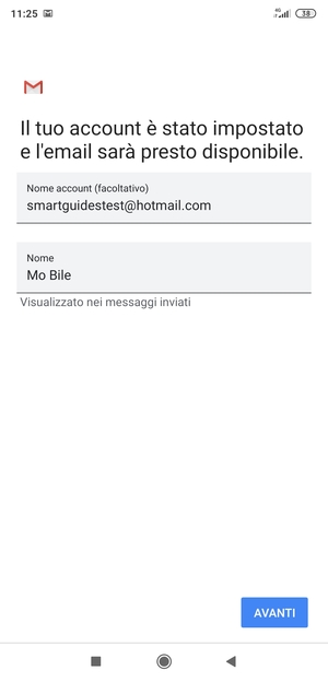 Scegli un nome per il tuo account e inserisci il tuo nome. Seleziona AVANTI