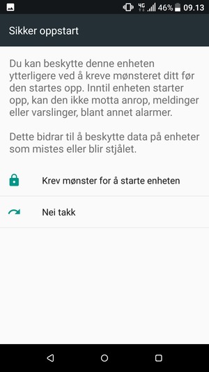 Velg ønsket alternativ