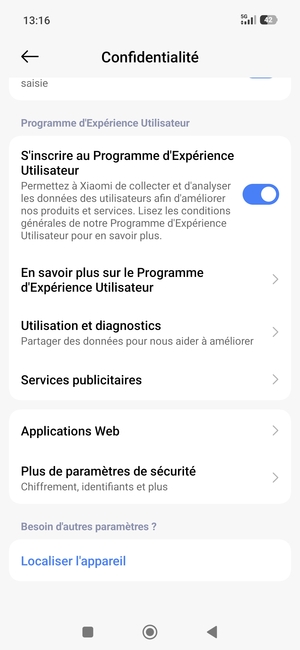 Faites défiler et sélectionnez Plus de paramètres de sécurité