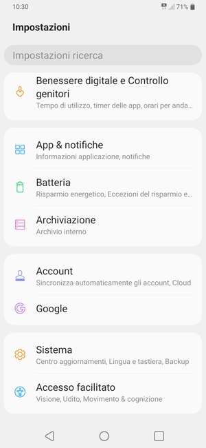 Scorri e seleziona Sistema