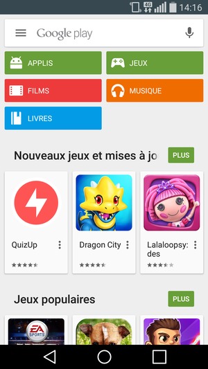 Sélectionnez la barre de Recherche
