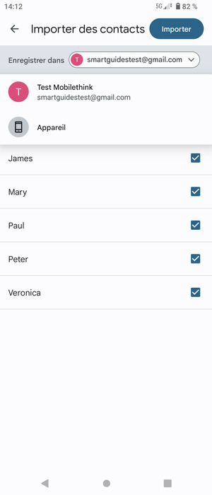 Sélectionnez votre compte Google