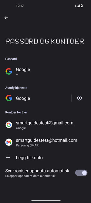 Velg din Google-konto