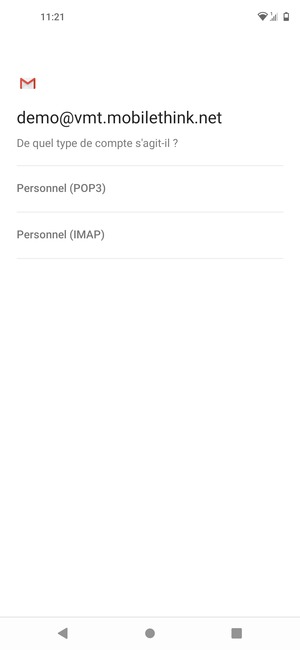 Sélectionnez Personnel (POP3) ou Personnel (IMAP)