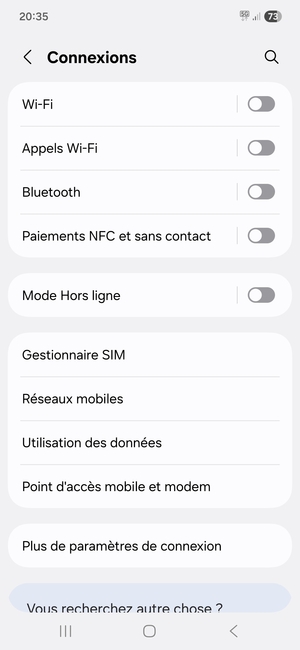 Sélectionnez Réseaux mobiles