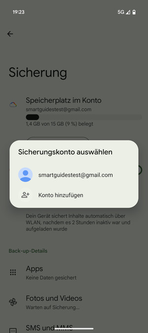 Wählen Sie Ihr Konto für Backup