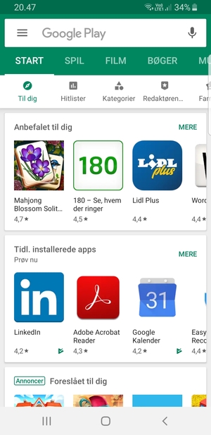 Vælg søgefeltet
