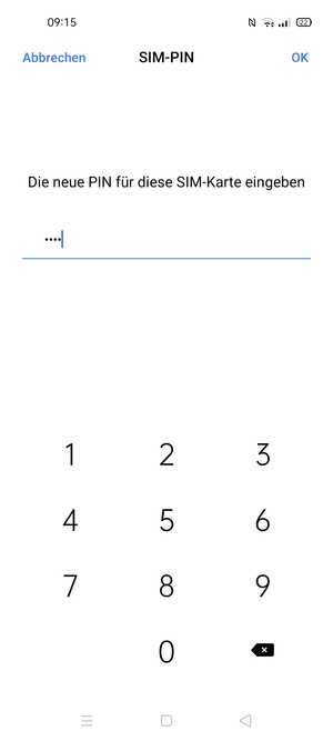 Geben Sie Ihre Neue PIN für die SIM-Karte ein und wählen Sie OK