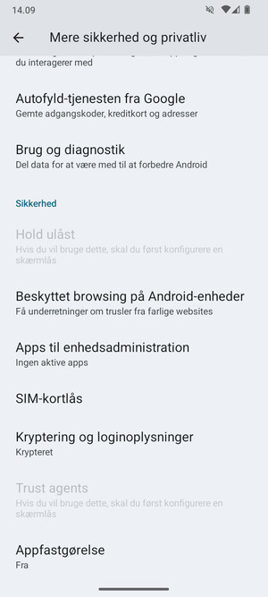 Scroll til og vælg SIM-kortlås