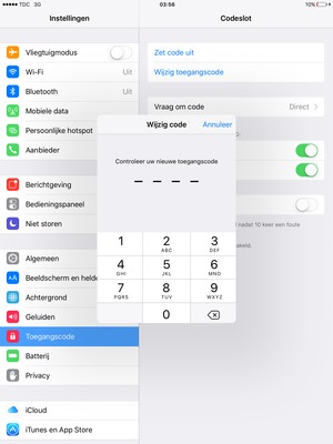 Voer uw wachtwoordcode opnieuw in