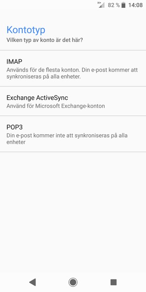 Välj IMAP eller POP3