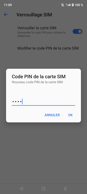 Saisissez votre Nouveau code PIN de la carte SIM et sélectionnez OK