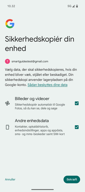 Vælg dine foretrukne muligheder og vælg Bekræft
