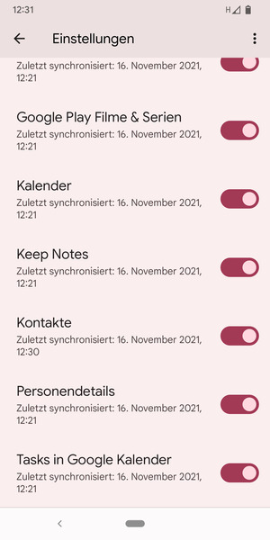 Stellen Sie sicher, dass Kontakte ausgewählt ist