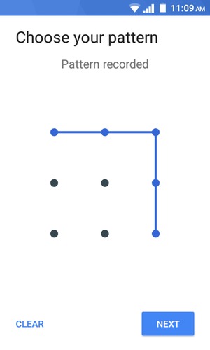 Draw an unlock pattern and select NEXT