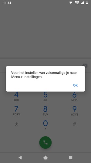Als uw voicemail niet geïnstalleerd is, selecteert u OK