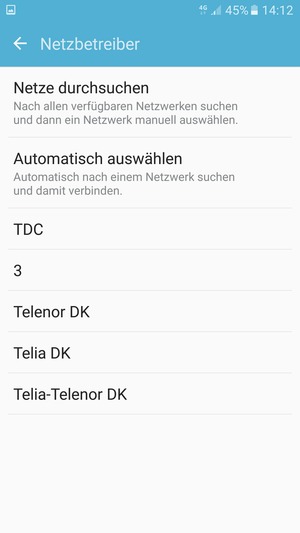 Wählen Sie einen Netzbetreiber von der Liste