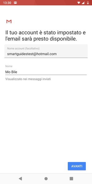 Scegli un nome per il tuo account e inserisci il tuo nome. Seleziona AVANTI