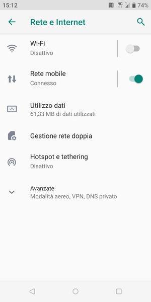 Seleziona Wi-Fi