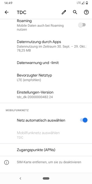 Schalten Sie Netz automatisch auswählen aus
